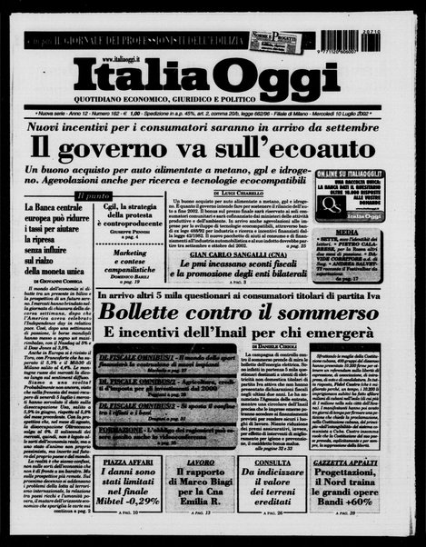 Italia oggi : quotidiano di economia finanza e politica